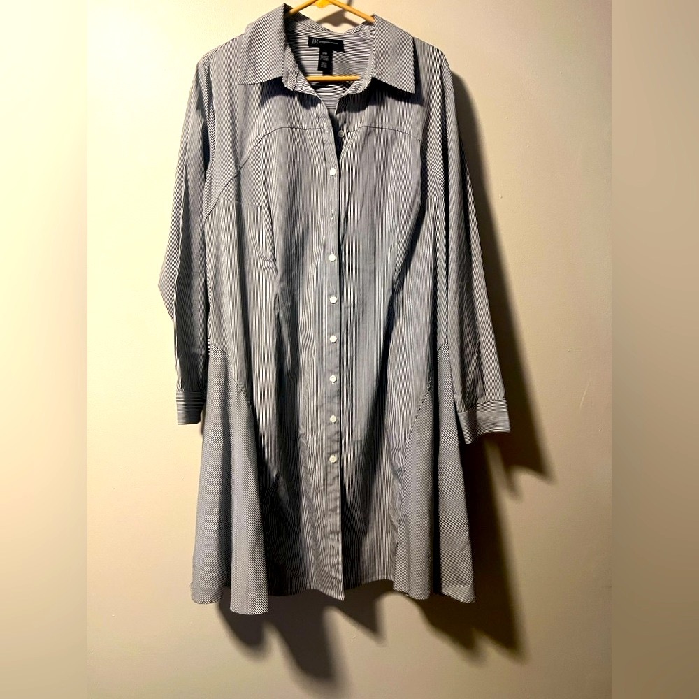 International Concept INC Striped Button-Up Shirt Dress SO CUTE! Plus size 18W